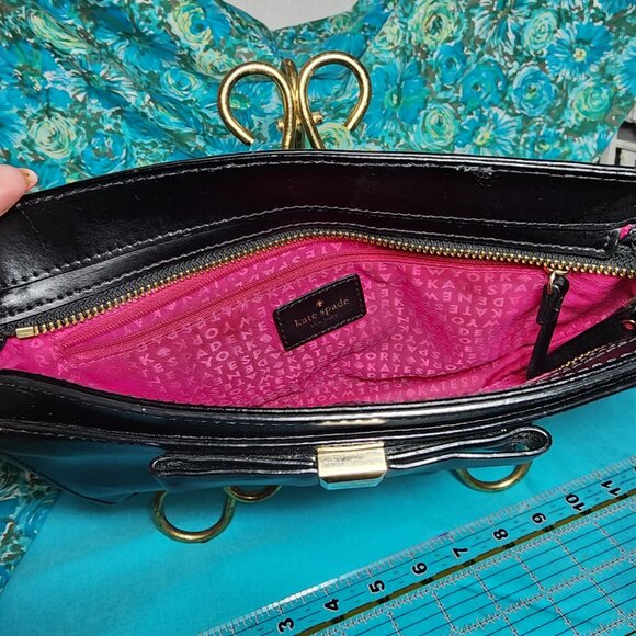 Kate Spade Montford Park Angelica Bow Crossbody Black Smooth Leather Handbag - Picture 4 of 8